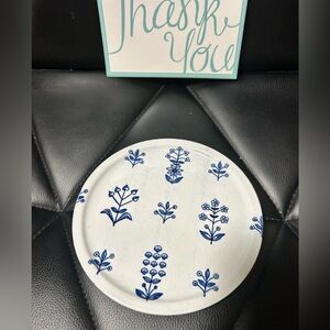 Vintage Arabia Finland Tapestry Pattern Floral Blue Porcelain Trivet